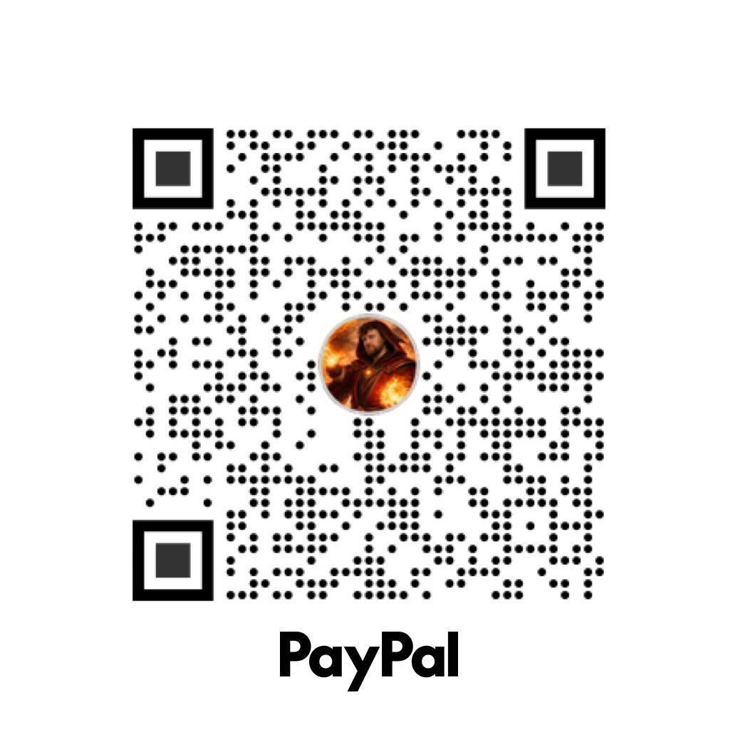 Shopsorcerer PayPal checkout Use to pay with QR code or directly sending payment to shopsorcerer for whichever various product you are purchasing.